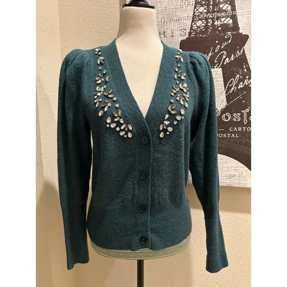 Express Green Embellished Cardigan